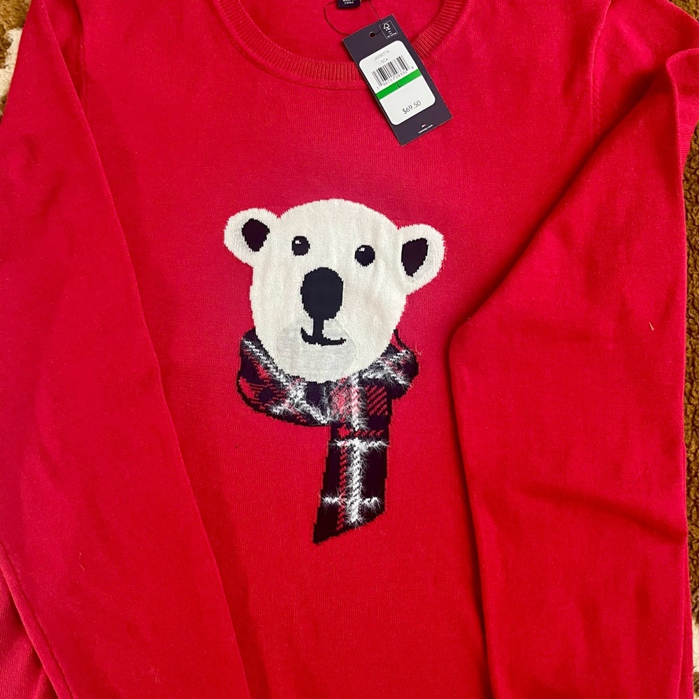 Tommy Hilfiger Bear Red sweater new with tags